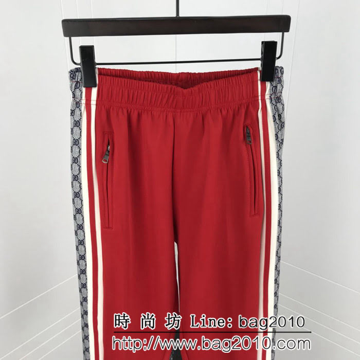 GUCCI古馳 19SS GG jersey 紅拼米 側邊老花logo 夾克套裝 純棉面料 側邊數碼老花logo印花貼布拼接 高版本男女同款 ydi2515